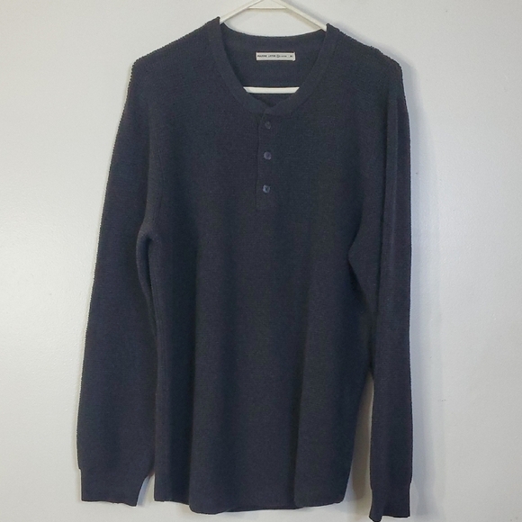 Marine Layer Waffle Stitch Henley Sweater Size Extra Large Mens Charcoal Grey - Picture 1 of 12